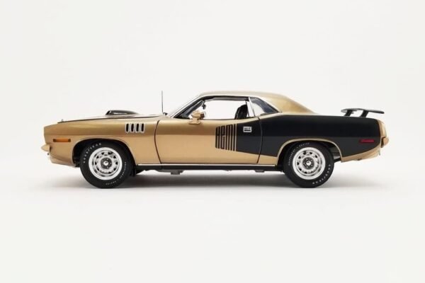 1741861451 1971 Plymouth Hemi Barracuda Gold Leaf with Black Acme A1806126 118 Scale Diecast Car.jpg