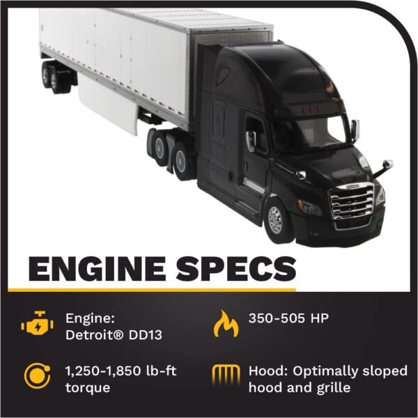 1742304250 Diecast Masters Freightliner Cascadia SBFA Tandem Truck 150 Scale Model Semi Trucks 72 Sleeper Cab 53 Dry Cargo Van Black Diecast Model 71047.jpg