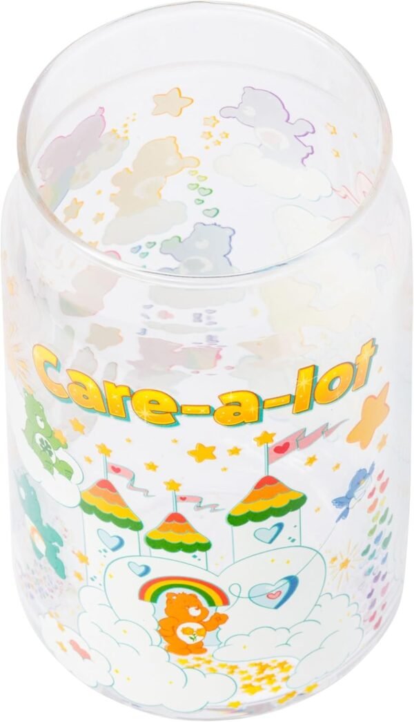 1742419452 Silver Buffalo Care Bears Welcome to Care A Lot Magical Land Glass Jar Tumbler with Bamboo Lid and Glass Straw 16 Ounces.jpg