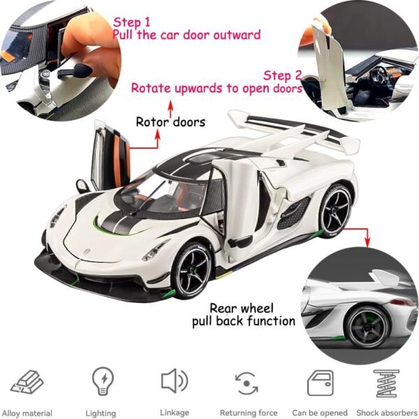 1742549050 Toy Cars Model Koenigsegg Jesko 124 White Alloy Collectibles Die cast Vehicles with Sound and Light.jpg