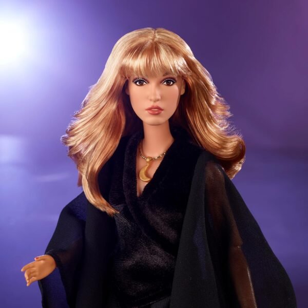 1742689454 Barbie Music Series Doll Stevie Nicks Collectible Wearing Velvety Black Dress with Tambourine Accessory Doll Stand.jpg