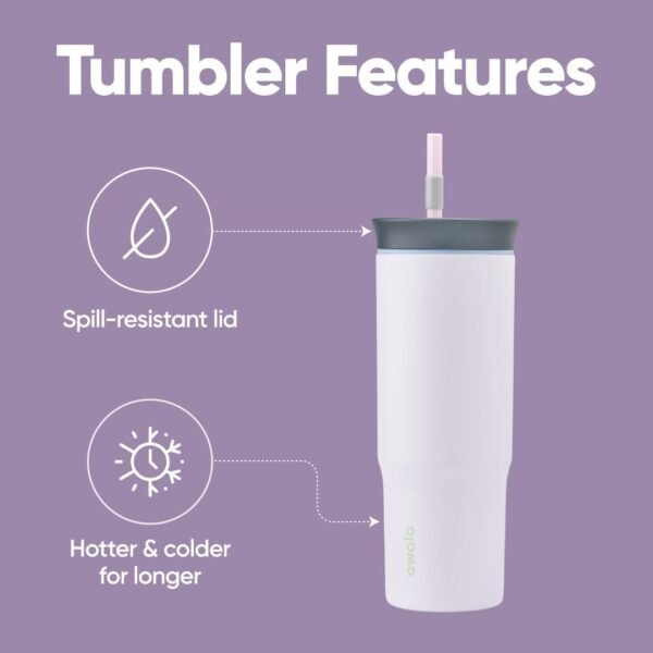 1743157451 Owala Stainless Steel Triple Layer Insulated Travel Tumbler with Spill Resistant Lid and Straw BPA Free 24 oz GreyPurple Bunny Hop.jpg