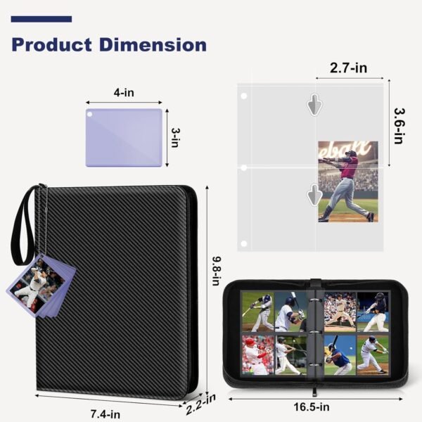 1743398654 Mlikero 4 Pocket Trading Card Binder with Card Display Design 440 Double Sided Pockets Premium Sports Card Binder Compatible with MTG TCG Baseball Cards Black.jpg