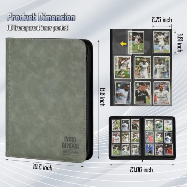 1743431052 Trading Card Binder Premium 9 Pocket Double Sided 540 Pocket PU Card Collection Binder Collectible Trading Card Albums for MTG TCG Sport Card Game Cards Dark Gray.jpg