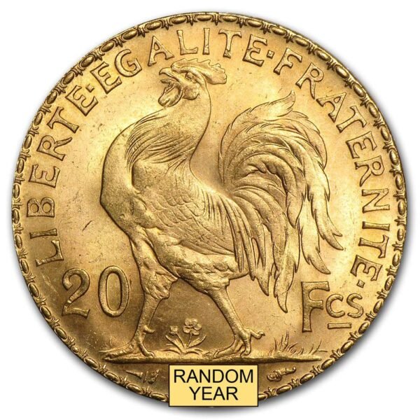 1899 1914 Random Year French Gold Rooster Coin Brilliant Uncirculated with Certificate of Authenticity 20 Francs BU.jpg