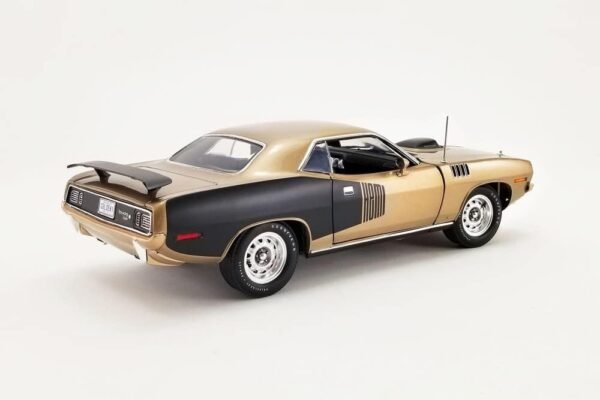 1971 Plymouth Hemi Barracuda Gold Leaf with Black Acme A1806126 118 Scale Diecast Car.jpg
