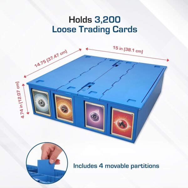 BCW Collectible Card Bin 4 Pack Blue Holds 3200 Cards Each Includes 4 Dividers Per Bin Storage for Pokemon MTG Sports Cards.jpg