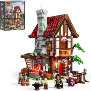 FUNWHOLE Medieval Forge House Lighting Building Bricks Set Blacksmith kit Collectible.jpg