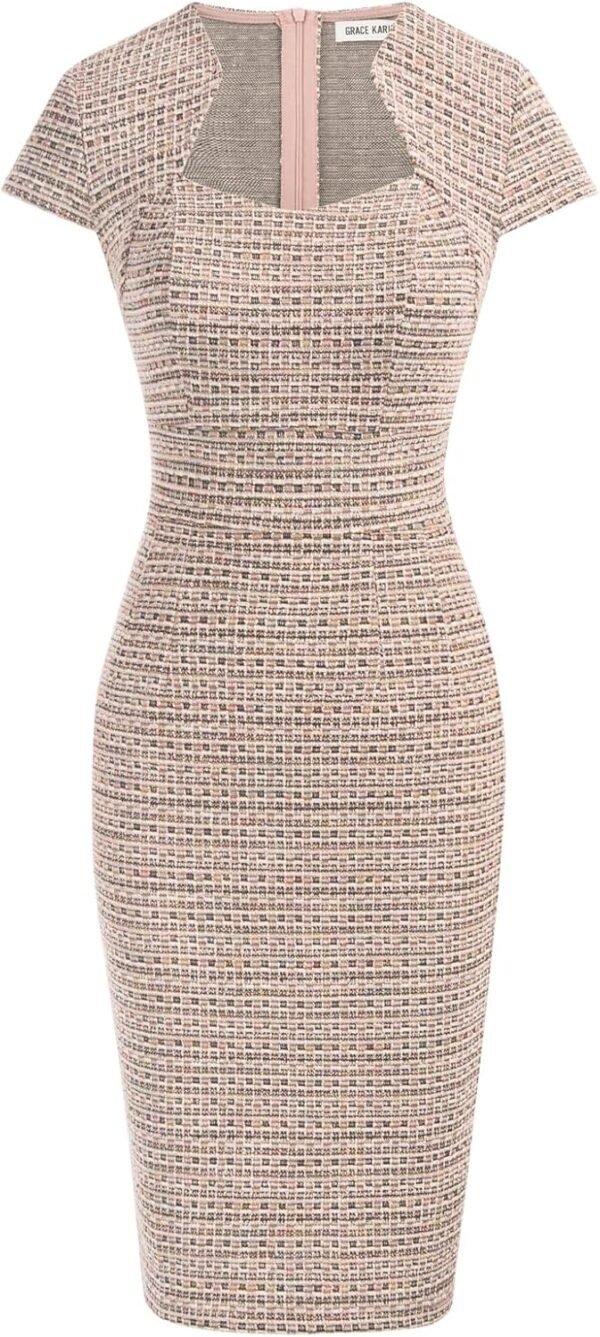 GRACE KARIN Womens Gorgeous Pencil Dress Cap Sleeve Tweed Pencil.jpg