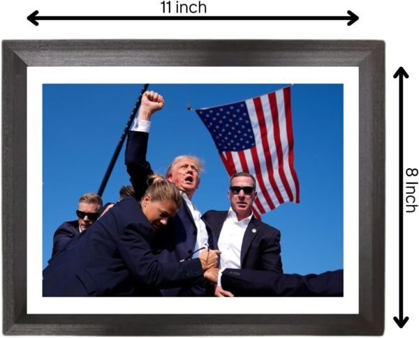 Generic Donald Trump Picture Frame11 x 8 Donald Trump HD Photo Donald Trump Wood Frame Assasination Attempt July 132024 Freedom Photo USA LIMITED EDITION. Black.jpg