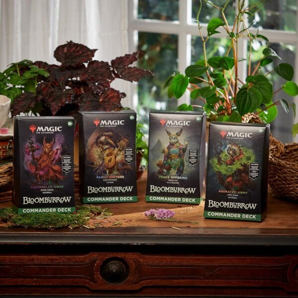 Magic The Gathering Bloomburrow Commander Deck Bundle Includes All 4 Decks Animated Army Family Matters Peace Offering and Squirreled Away.jpg