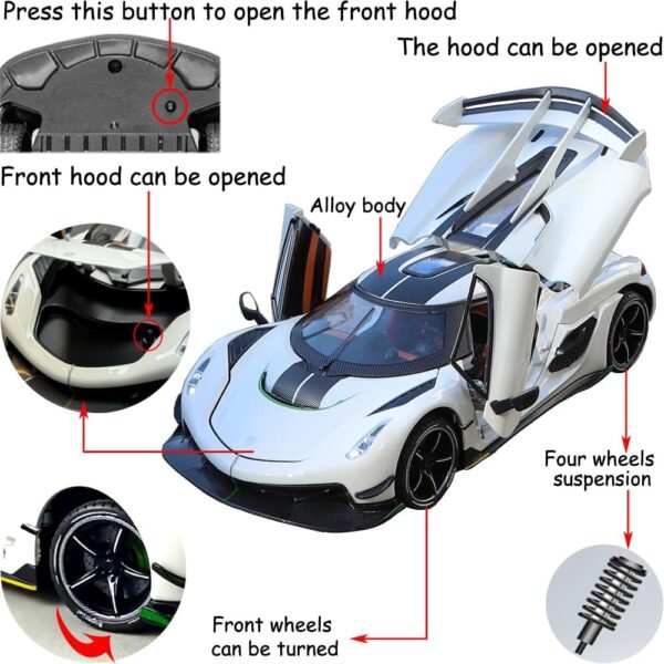 Toy Cars Model Koenigsegg Jesko 124 White Alloy Collectibles Die cast Vehicles with Sound and Light.jpg