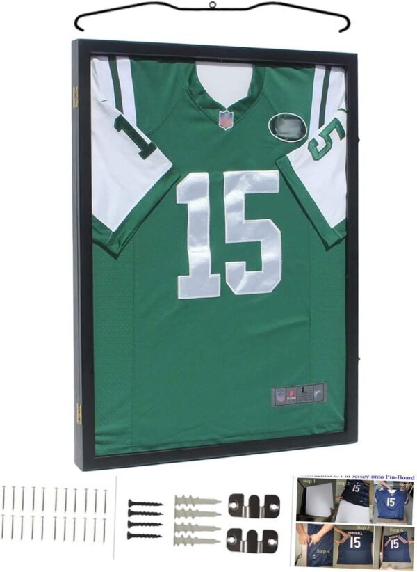 1743794650 Jersey Display Frame Case Large Frames Shadow Box Lockable with UV Protection for Baseball Basketball Football Soccer Hockey Sport Shirt Black Finish.jpg