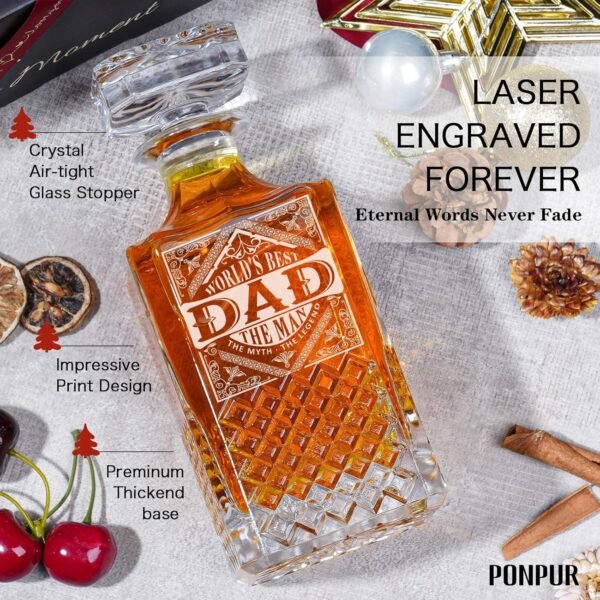 1743999850 PONPUR Gifts for Men Dad Whiskey Decanter Set with 2 Glasses Unique Cool Dad Birthday Gift from Daughter Son Best Christmas Retirement Present for Man Father.jpg