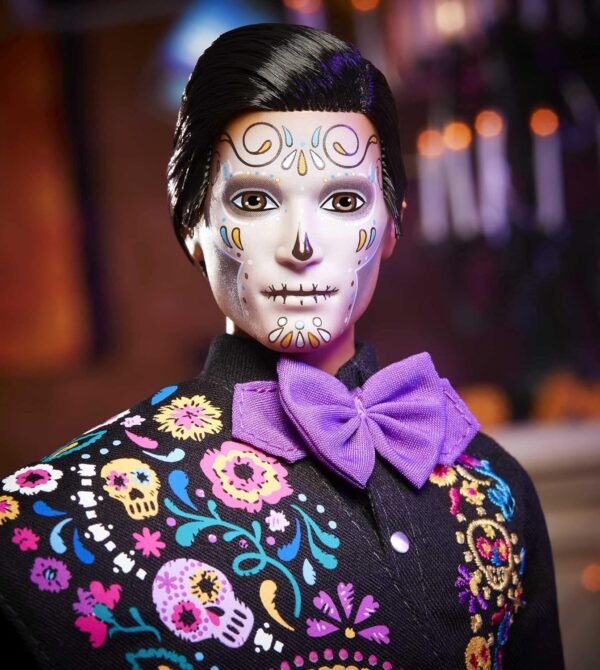 1744017854 Barbie 2021 Dia De Muertos Ken Doll 12 in Wearing Embroidered Shirt Serape Sombrero with Calavera Face Paint Gift for Collectors.jpg