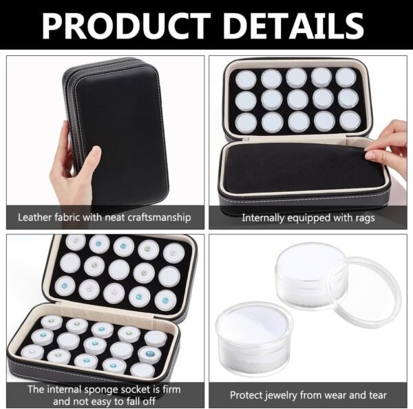1744273452 BENECREAT 30 Pcs Gem Jars Leather Jewelry Display Case 8.6x5.1x2.5 Inch Loose Diamond Box with White Foam Insert Diamond Boxes Containers for Collectibles Storage.jpg