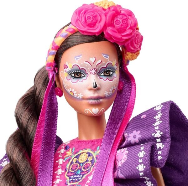 1745792654 Barbie Signature Doll 2022 Dia De Muertos Collectible Traditional Ruffled Dress with Flower Crown Calavera Face Paint.jpg