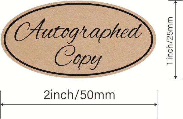1x2 inch 500pcs Oval Brown Autographed Copy Stickers for Book Novels SigningsAutographed Signedby The Author Stickers.jpg