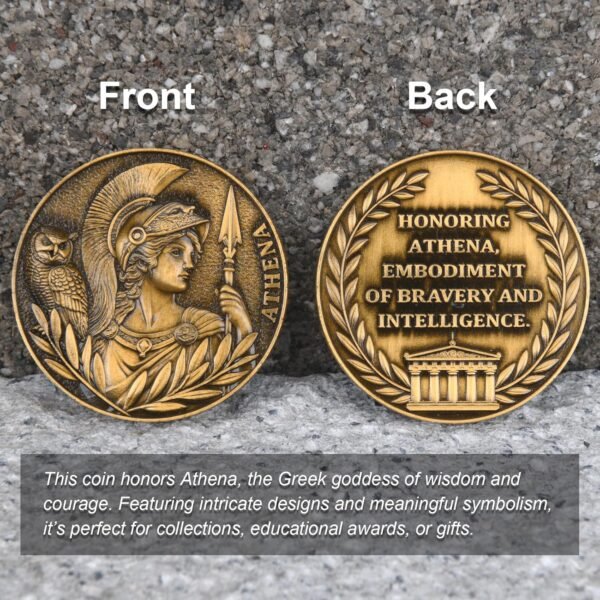 Athena Commemorative Coin Symbol of Greek Wisdom and Courage Collectible with Acrylic Display Case or Decorative Piece（Single Coin.jpg