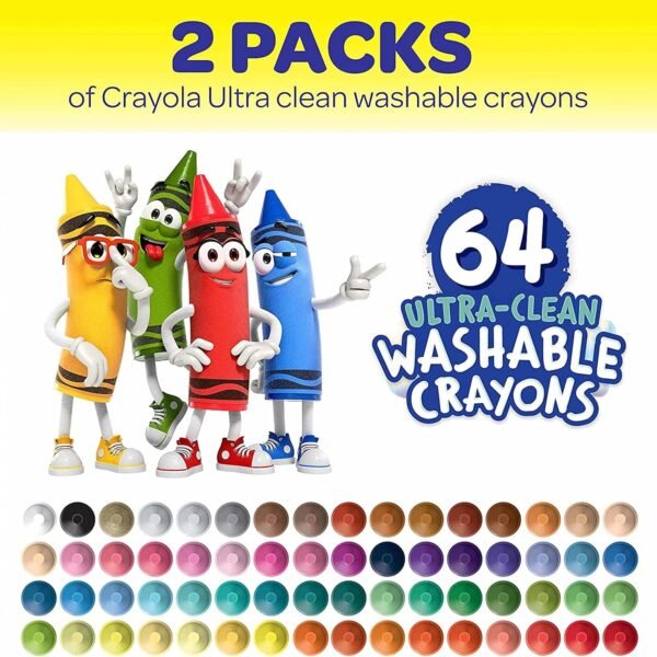 Crayola Washable Crayons for Kids 64ct 2 Boxes Bulk Crayons for Toddlers Coloring Book Crayon Set Easter Basket Essentials Kids Art Supplies Amazon Exclusive.jpg