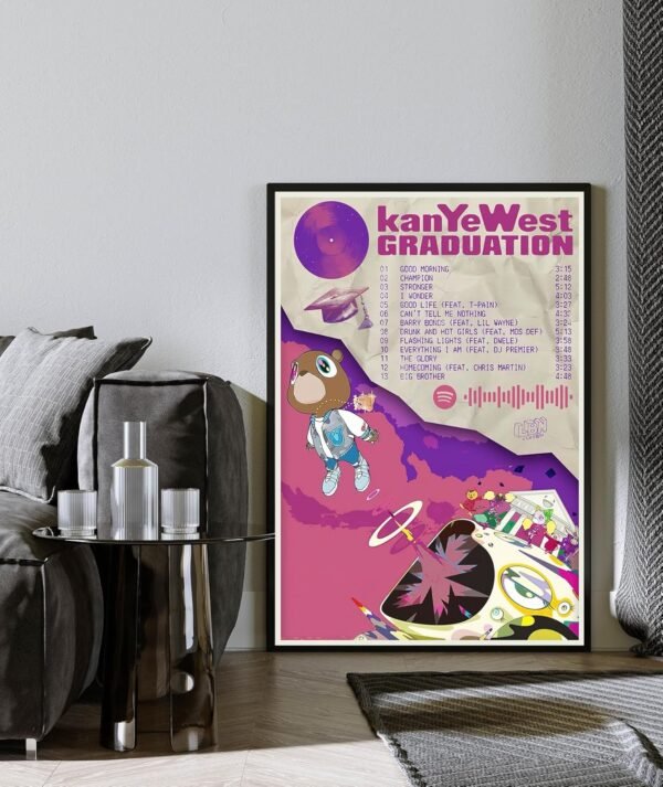JINNAZY Kanye Poster 2007 Western Graduation Signed Limited Edition Album Cover Poster Cool Wall Decor Art Matte Poster Unframed 12x18 inch.jpg