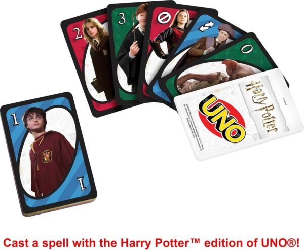 Mattel Games UNO Harry Potter Card Game in Storage Tin for Kids Adults Parties Collectible Deck Based on Popular Series for 2 to 10 Players.jpg
