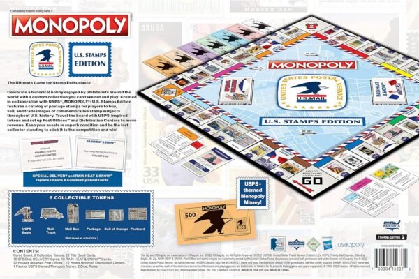 Monopoly U.S. Stamps Edition Buy Sell Trade Iconic Collectible USPS Stamps Classic Monopoly Game Officially Licensed United States Postal Service Merchandise.jpg