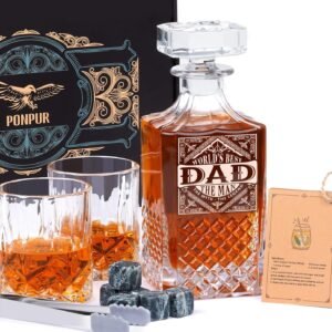 PONPUR Gifts for Men Dad Whiskey Decanter Set with 2.jpg