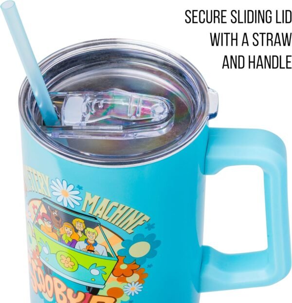 Silver Buffalo Scooby Doo Mystery Machine Featuring Shaggy Velma Fred and Daphne Stainless Steel Tumbler with Handle and Straw Fits in Standard Cup Holder 40 Ounces.jpg
