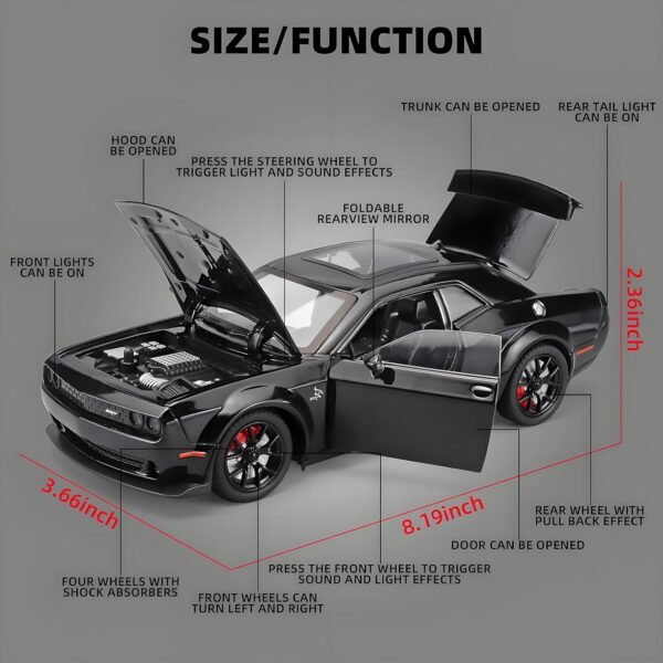 Toddler Toy Cars 124 Challenger Hellcat Die Cast Metal Toy CarCollectible Cars Hellcat Model Car Boy GiftsPull Back Toy Car with Light and SoundToy Cars for Boys Age 4 7Black.jpg