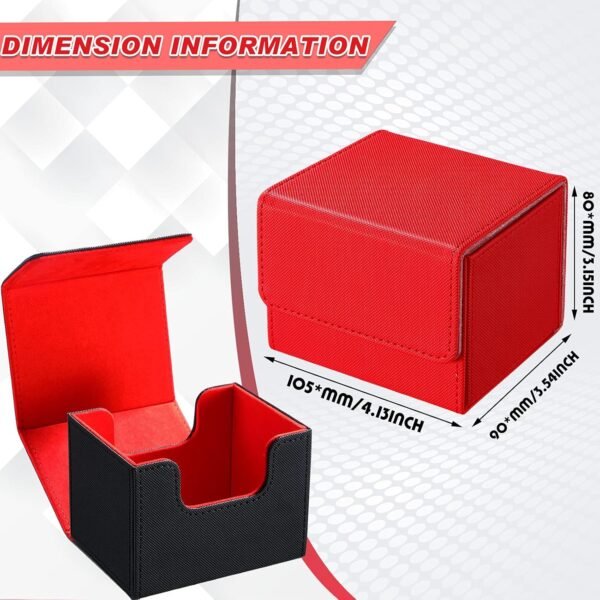 Weewooday 2 Boxes Leather Deck Card Boxes Large Size Fit 100 Plus Sleeved Cards Deck Game for Collectible Playing Compatible with Mtg TcgHorizontalBlack Red Red.jpg