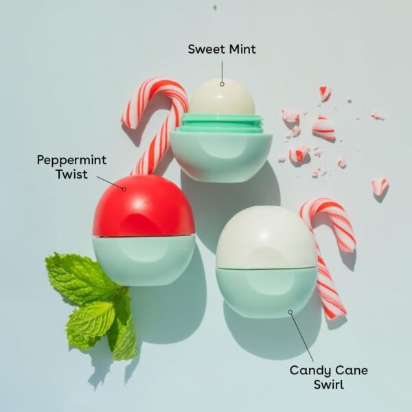 eos Holiday Lip Balm Gift Set Peppermint Twist Candy Cane Swirl Sweet Mint Limited Edition Skincare Stocking Stuffers 0.25 oz 3 Pack.jpg