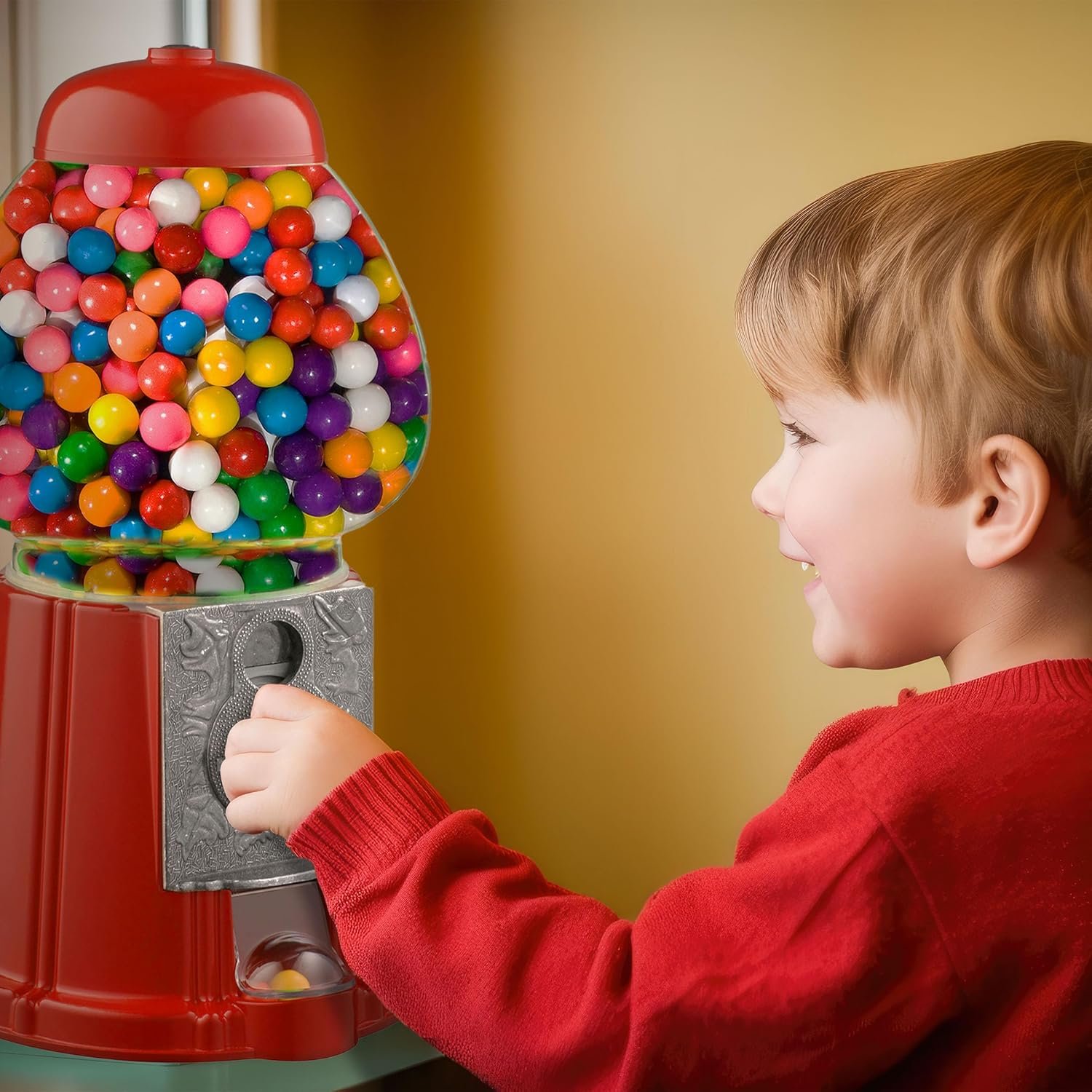 1746167051 Vintage Gumball Machine 11 Inch Retro Style Coin Operated Cast Metal Vending Machine with Glass Globe and Free Spin by Great Northern Popcorn Red.jpg
