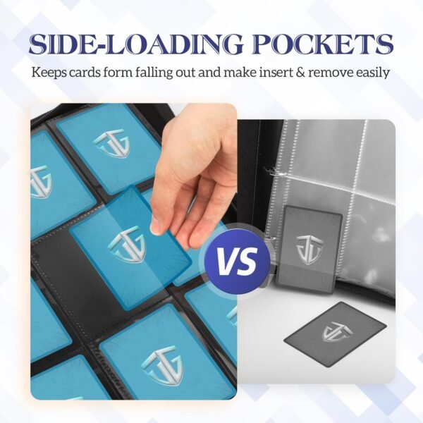 1746343453 Trading Card Binder 9 Side Loading Pocket Album Up to 540 Cards Zipper for Cards Collection Game Dark Green.jpg