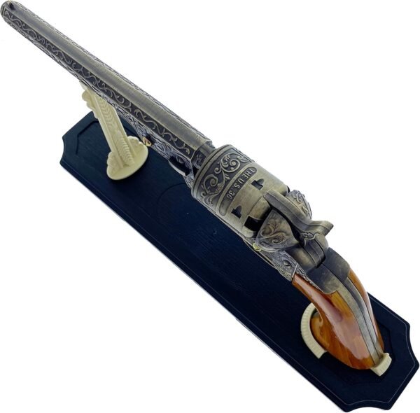 1746660252 US 13 Decorative Antique Wood Western Style Navy Revolver with Display Stand Included for Collectors.jpg