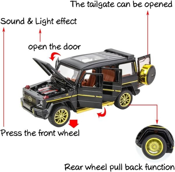 1746833052 Alloy Collectible Black Benz G63 AMG Toy Vehicle Pull Back Die Cast Car Model with Lights and Sound.jpg