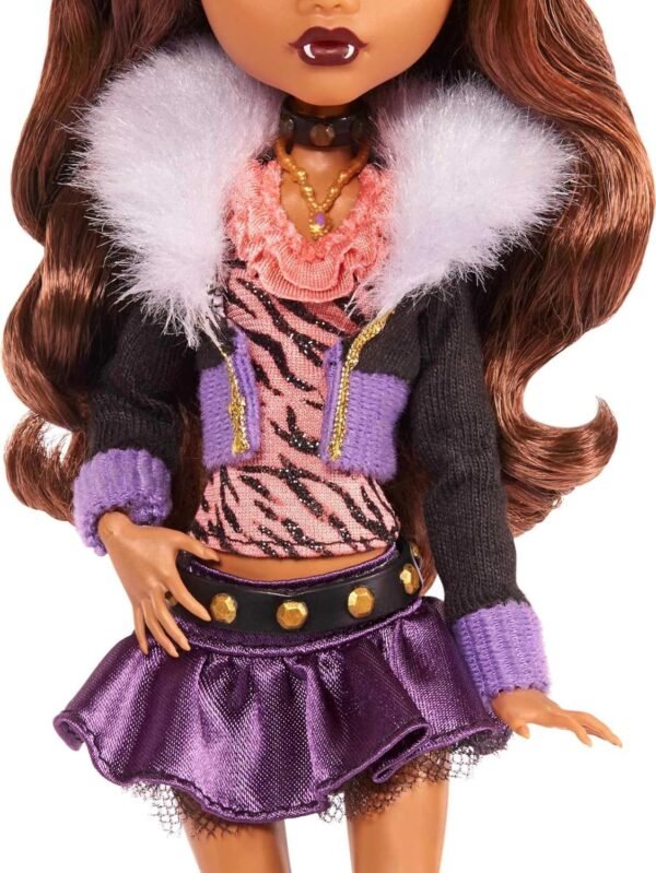 1747351463 Monster High Clawdeen Wolf Reproduction Doll Wearing Original Fashion Shoes with Pet Display Stand Accessories 10 5 inch Collectible Toy.jpg