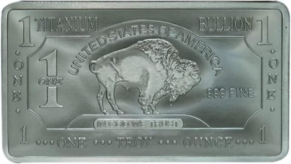 1748114651 Unique Metals 1 Troy Ounce Oz Bullion Titanium Bar Paperweight Metal with Certificate of Authenticity Made in USA .999 Pure Titanium bar by Unique Metals.jpg