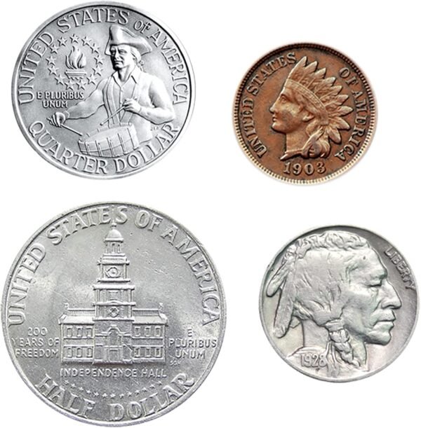 1748129053 American Coin Treasures USA Four Most Famous Coins Genuine Coin Set Buffalo Nickel Indian Head Cent Bicentennial Half Dollar and Quarter Certificate of Authenticity.jpg