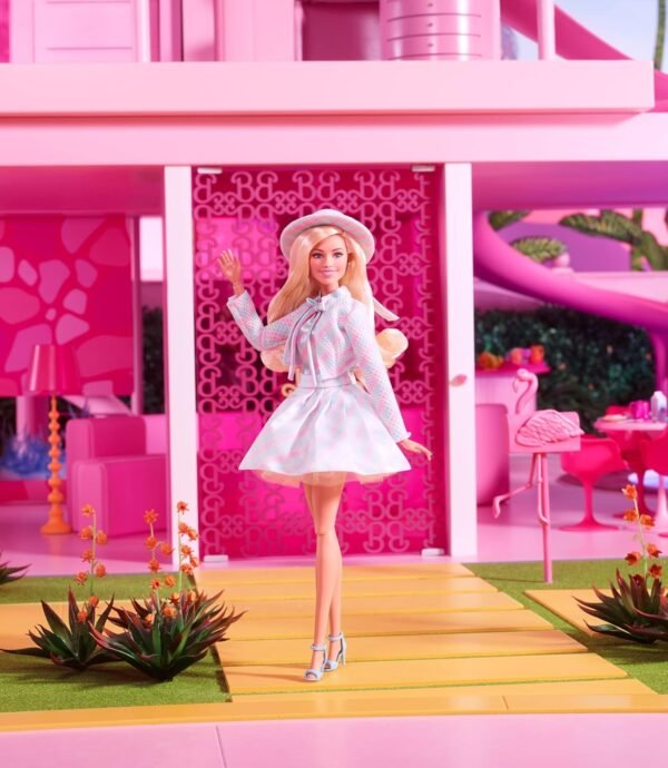1748597054 Barbie The Movie Doll Margot Robbie as Collectible Doll Wearing Blue Plaid Matching Set with Matching Hat Jacket.jpg