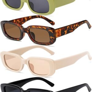 4 Pieces Retro Vintage Sunglasses Small Square Rectangle 90s Glasses.jpg