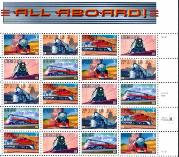 All Aboard Railroad Sheet of 20 33 Cent US Postage.jpg