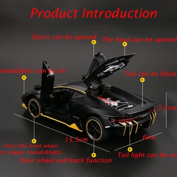Alloy Collectible Black Lamborghini Toy Pull Back Vehicles Diecast Cars Model with Light Sound.jpg