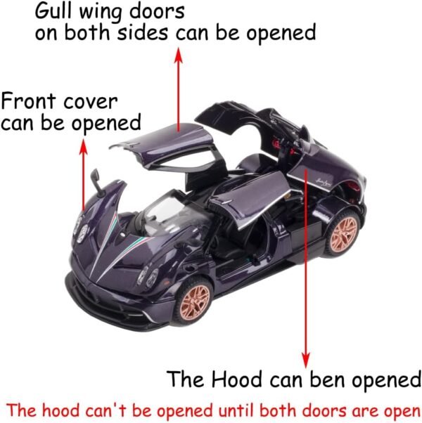 Alloy Collectible Purple Pagani Huayra Dinastia Toy Vehicle Pull Back Die Cast Car Model with Lights Sounds.jpg