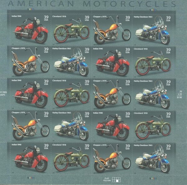 American Motorcycles Collectible Stamp Sheet Scott 4085 88.jpg