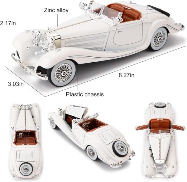 BDTCTK Compatible for 124 Benz 500K Toy Car Model Diecast Collectible Pull Back Model Car with Sound and Light Retro Classic Car Toy Gift Vehicles for Adults Kids Boys Girls.jpg