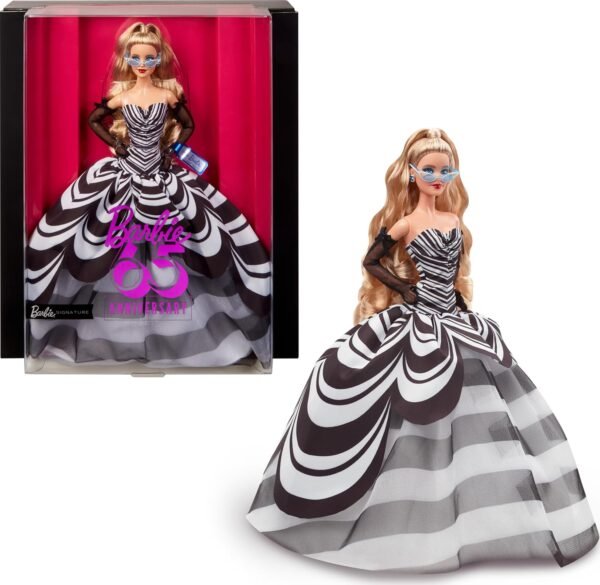 Barbie Signature Doll 65th Anniversary Collectible with Blonde Hair Black.jpg