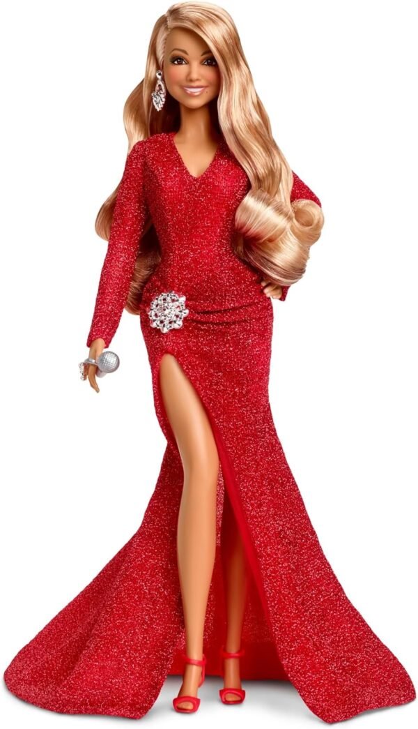 Barbie Signature Doll Mariah Carey Holiday Collectible in Red Glitter Gown with Silvery Accessories.jpg