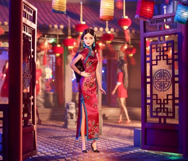 Barbie Signature Lunar New Year Doll 12 inch Brunette Wearing Red Satin Cheongsam Dress with Accessories Collectible Gift for Kids Collectors.jpg
