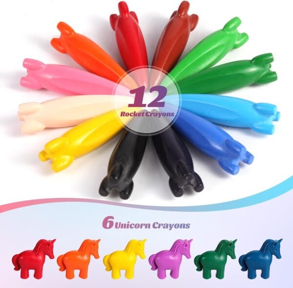 DreamCandy Rocket and Unicorn Crayons18PCS Non Toxic Washable Toddler Crayons for Kids and ToddlersArt Supplies Drawing Coloring Crayon SetGift for Girls and BoysBack to School.jpg